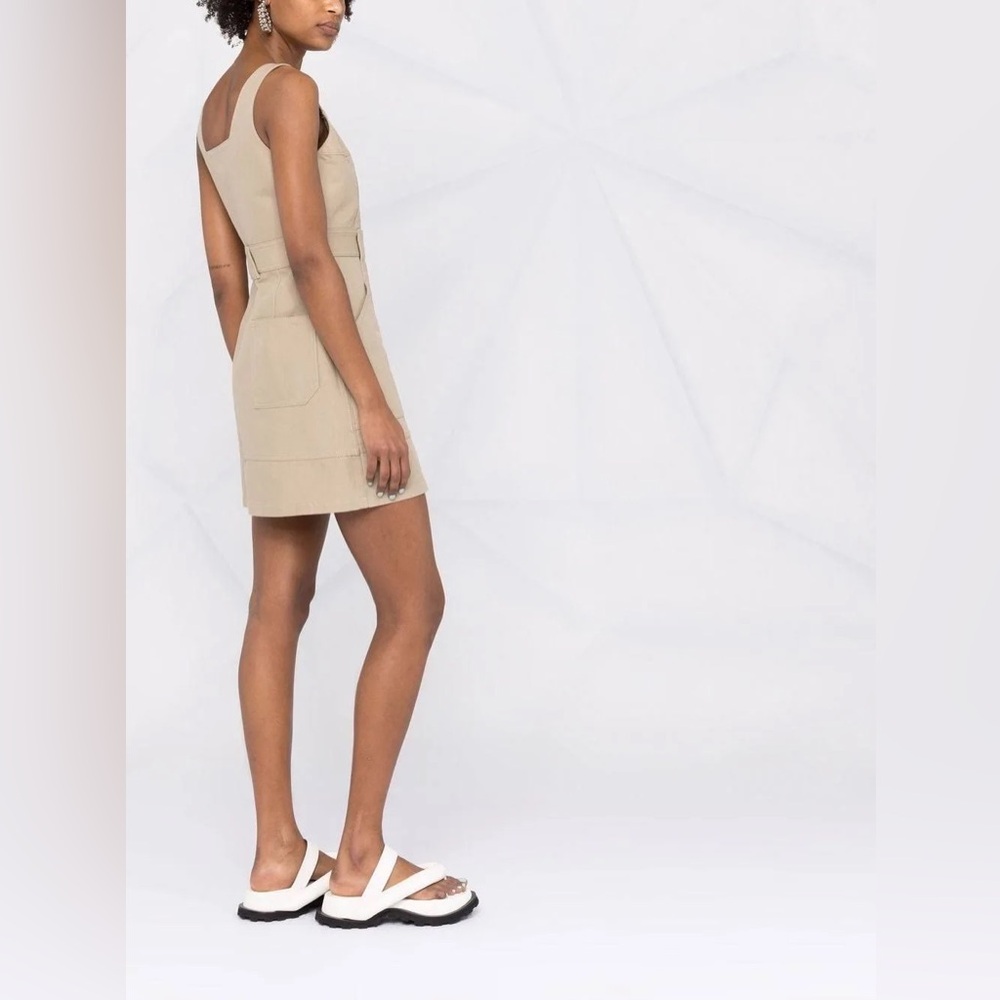 NWT AMBUSH women's Button Front Linen Sleeveless Mini Dress Beige Size Small - Picture 3 of 15